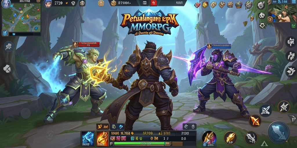 Tangkapan layar gameplay <strong>2739</strong> menunjukkan pertempuran epik di dunia fantasi.