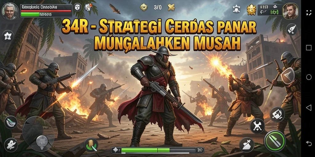 Tampilan gameplay <strong>34R</strong> dengan pertempuran strategi yang mendebarkan.