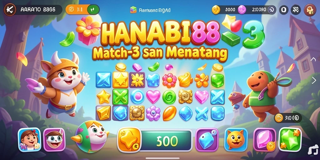 Tampilan gameplay seru dalam HANABI88 yang penuh warna.