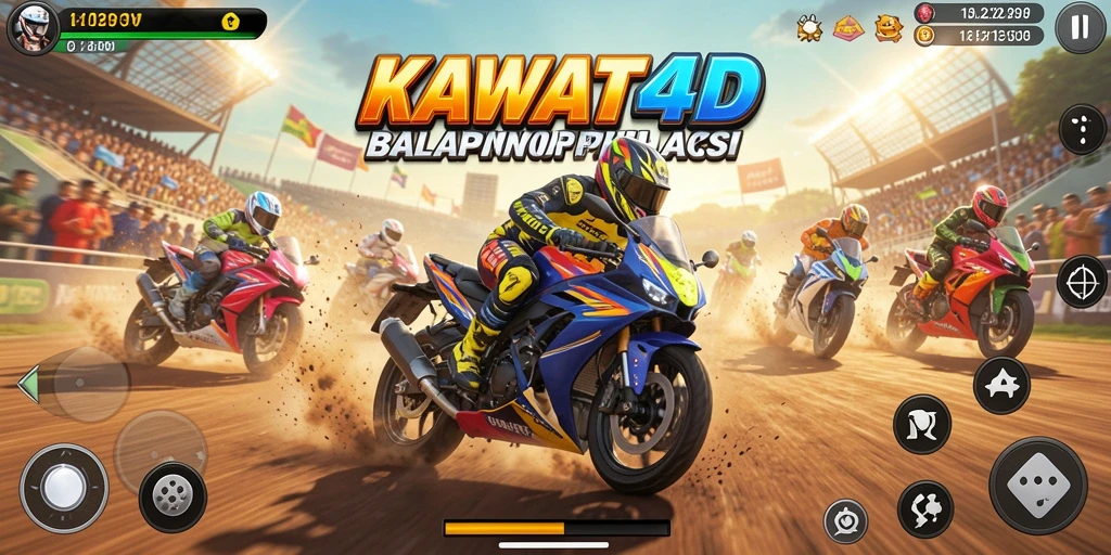 Tampilan balapan motor yang mendebarkan dari KAWAT4D.