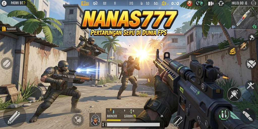 Screenshot gameplay NANAS777 menampilkan aksi tembak-menembak yang seru.