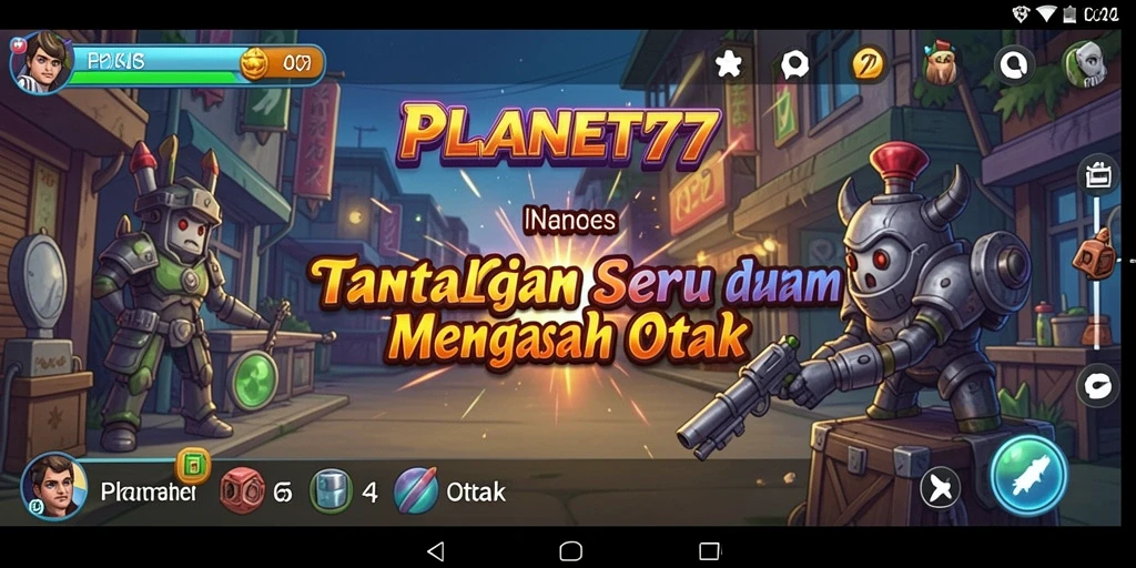 Screenshot gameplay seru dari PLANET77 menampilkan tantangan puzzle.