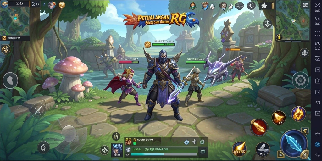 Tampilan gameplay dinamis dalam QQ1221 dengan pertempuran epic.
