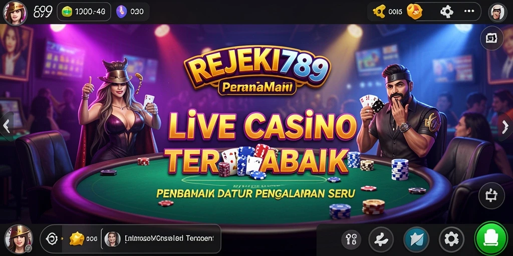 Screenshot REJEKI789 menampilkan dealer langsung dengan pemain yang berinteraksi.