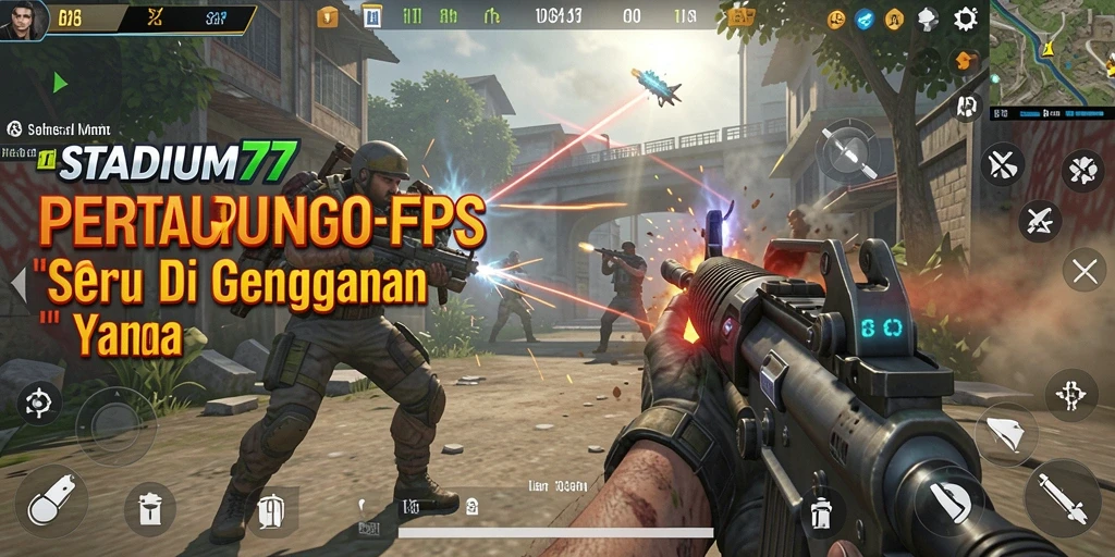 Screenshot menampilkan aksi mendebarkan dalam game FPS STADIUM77.