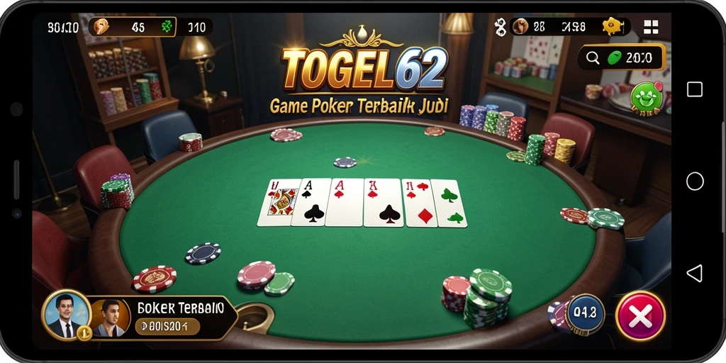 Tampilan gameplay Poker yang menarik dan interaktif di TOGEL62.