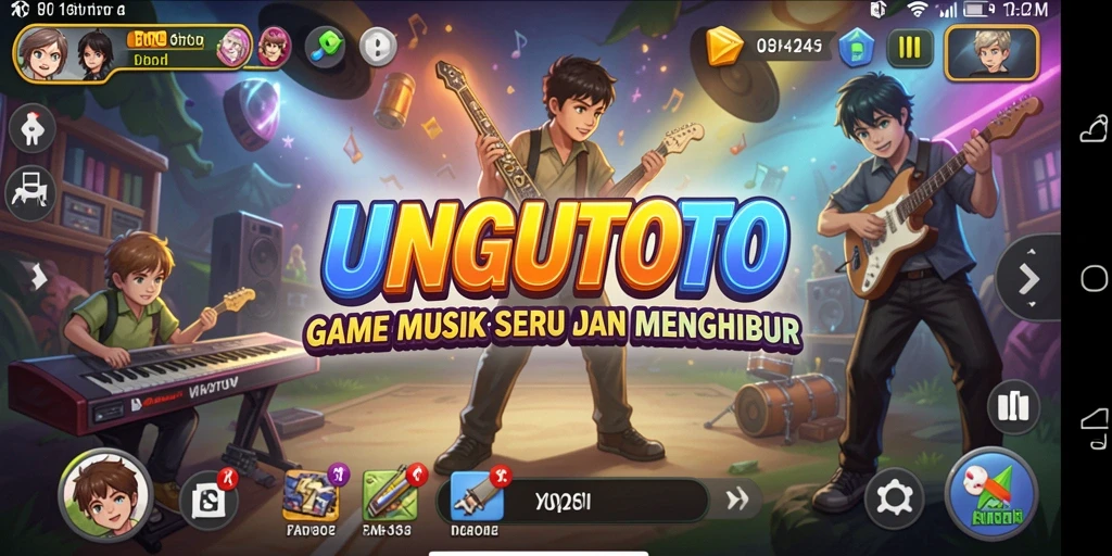 Screenshot gameplay UNGUTOTO dengan aksi bermain musik yang seru.