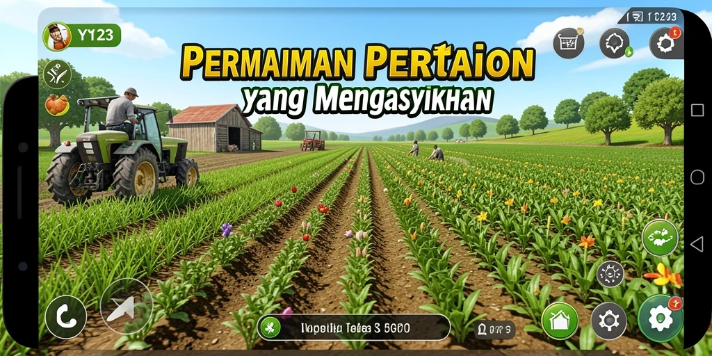 Tampilan gameplay YY123 yang menggambarkan aktivitas bertani yang menyenangkan.